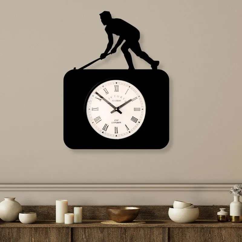 Hockey Steel Analog Wall Clock - Black media 1
