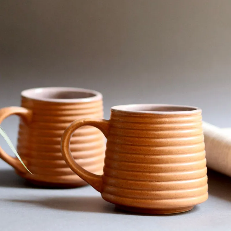 Venia Ceramic Tea Cup (220 mL Each/Rust) - Set of Two media 4