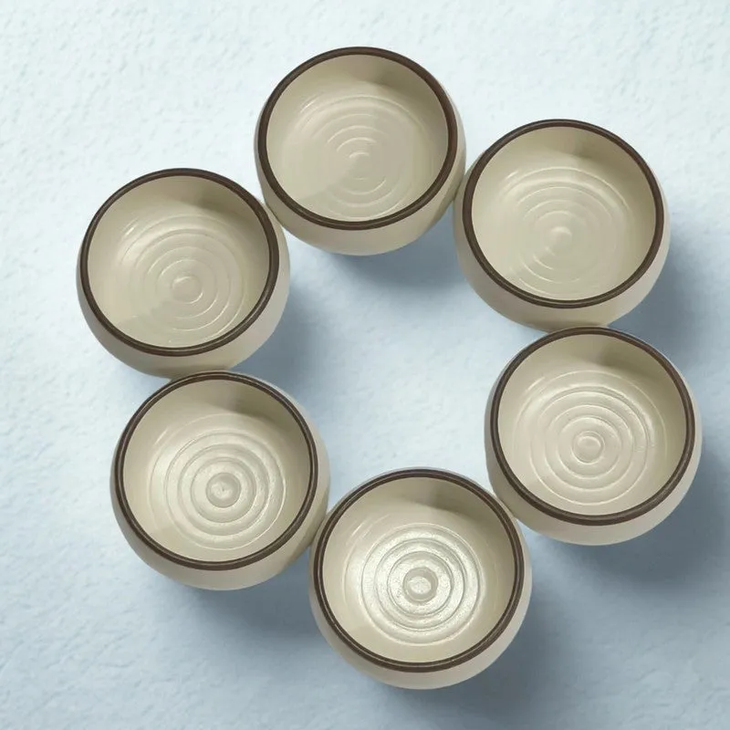 Brownline Handcrafted Ceramic Dip Bowls (Off White,150 mL) - Set Of Six media 4