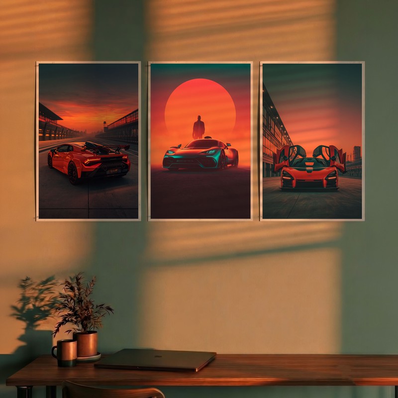 Racing Ember Cars Polymer Wall Poster