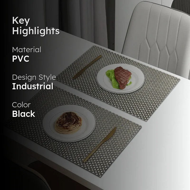 Vionne Black Rectangle PVC Table Mats - Set Of Two media 2