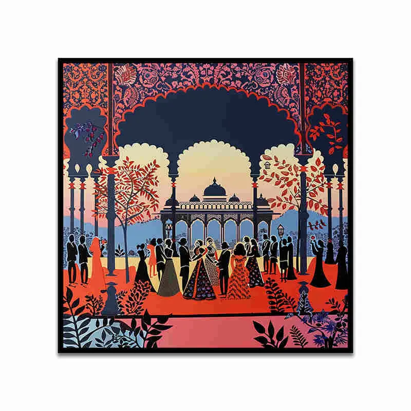 Mughal Sabha Canvas Wall Art With Frame media 4
