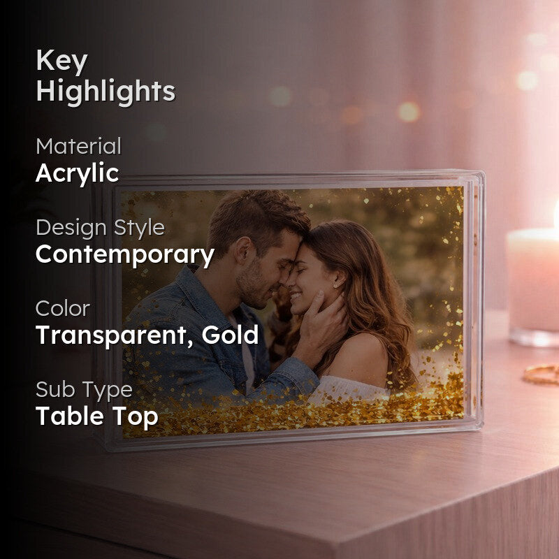 Sweetheart Memory Glitter Acrylic Photo Frame - Gold media 2