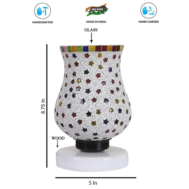 Lunexa Mosaic Glass Table Lamp With Wooden Base - Multicolor media 8