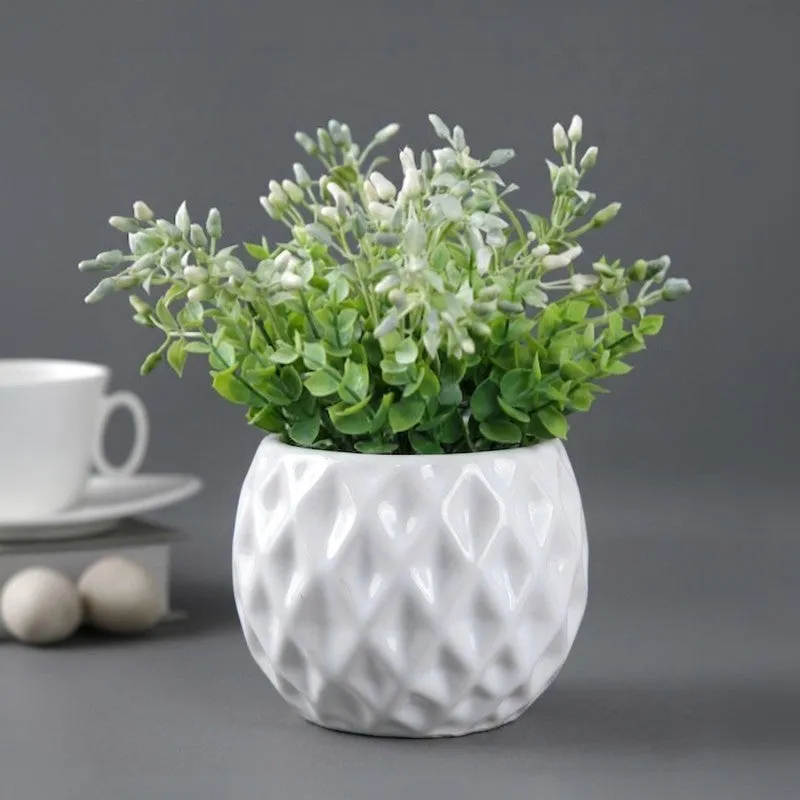 Moonstone Textured Ceramic Planter - Set of Two media 9