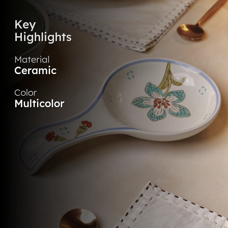 Stripe & Stem Handpainted Ceramic Spoon Rest media 2