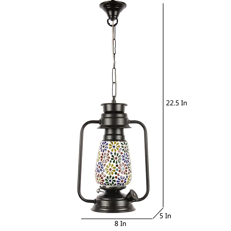 Madhura Mosaic Lantern Glass Ceiling Lamp - Black media 5