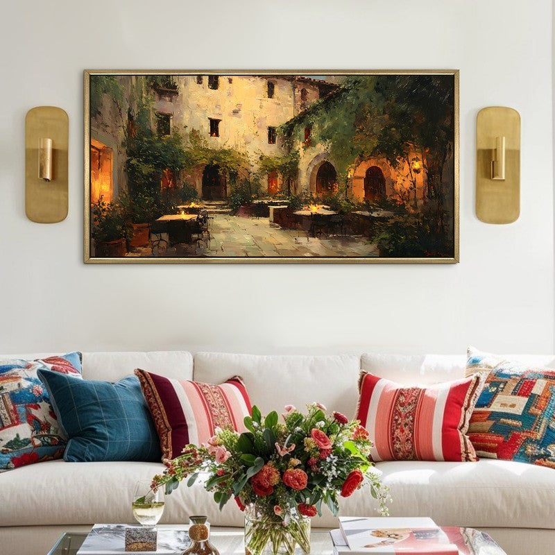 Lanterned Canvas Wall Painting With Frame