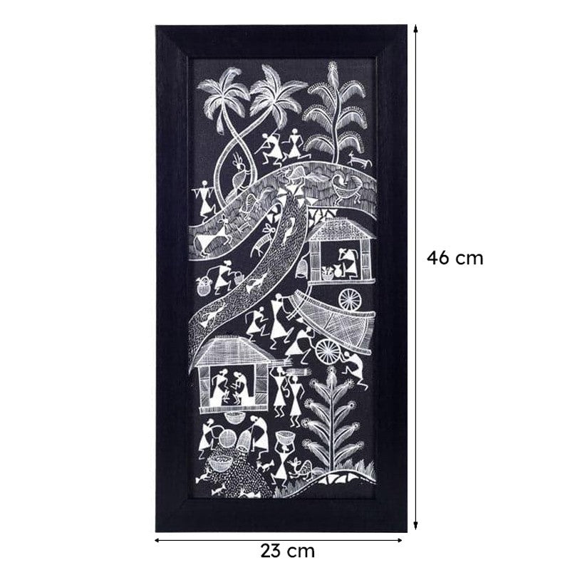 Warli Mist Canvas Wall Art - Black media 6