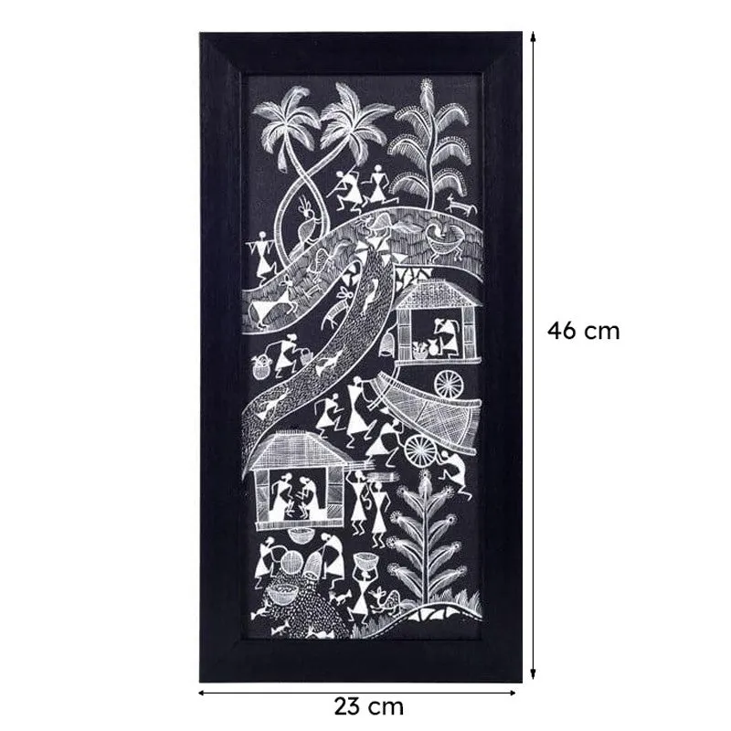 Warli Mist Canvas Wall Art - Black media 6