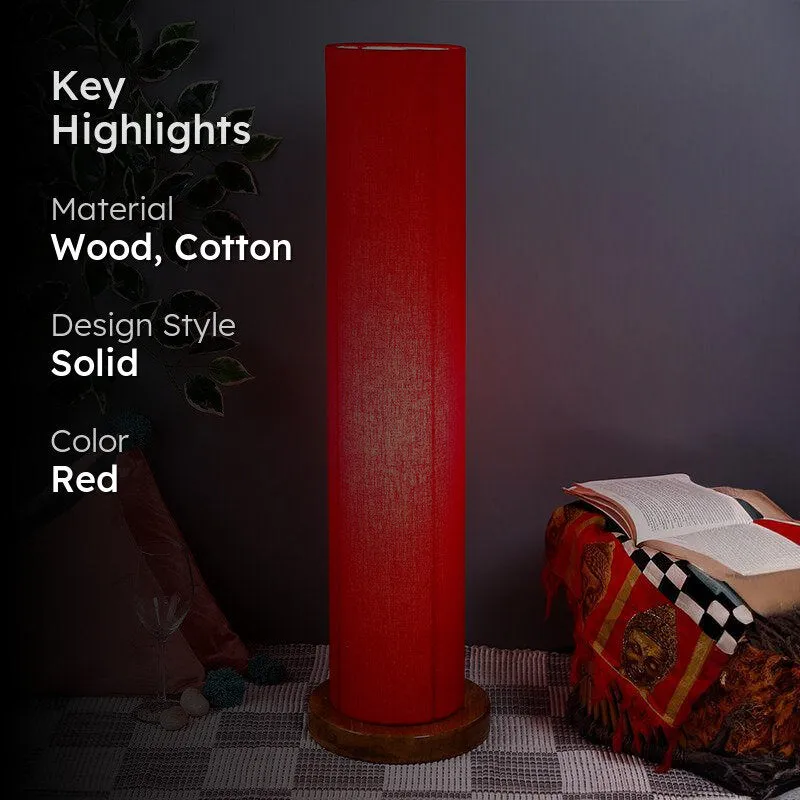 Agia Wooden Tower Floor Lamp With Jute Shade - Red media 2