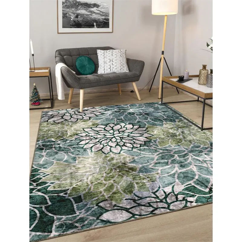 Enaya Floral Polyester Carpet - Turquoise media 3