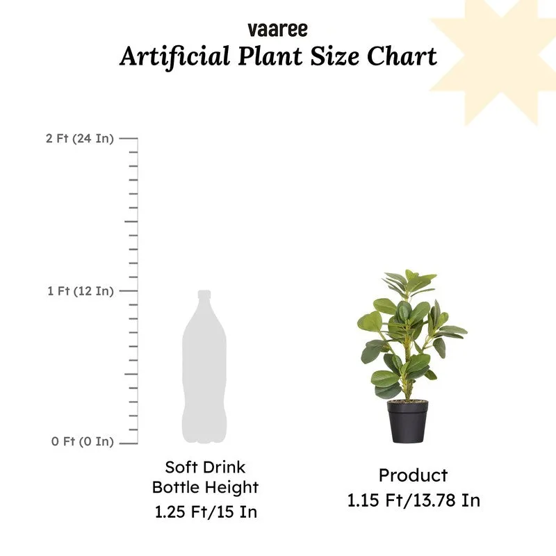 Artificial White Quercus Leaf Small Plant With Black Fiber Pot - 1 Feet media 7