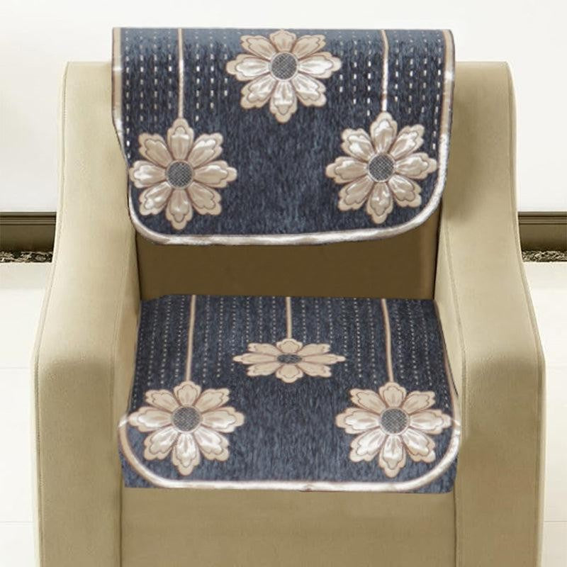 Mitha Floral  Sofa Cover (Grey) - Set Of Six media 4