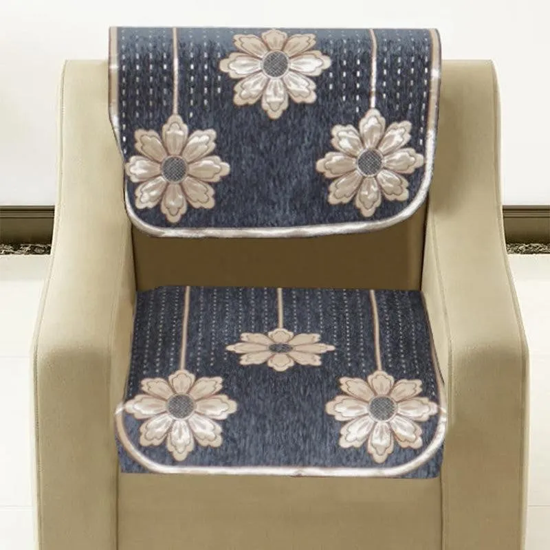 Mitha Floral  Sofa Cover (Grey) - Set Of Six media 4