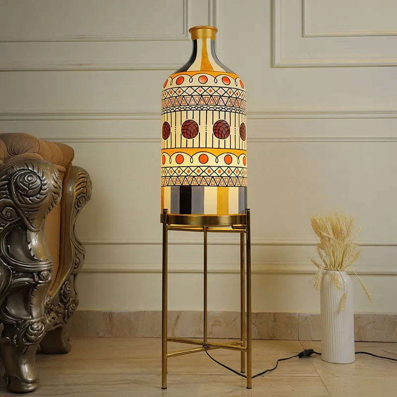 Aria Lumina Hand Painted Metal & Glass Floor Lamp media 3