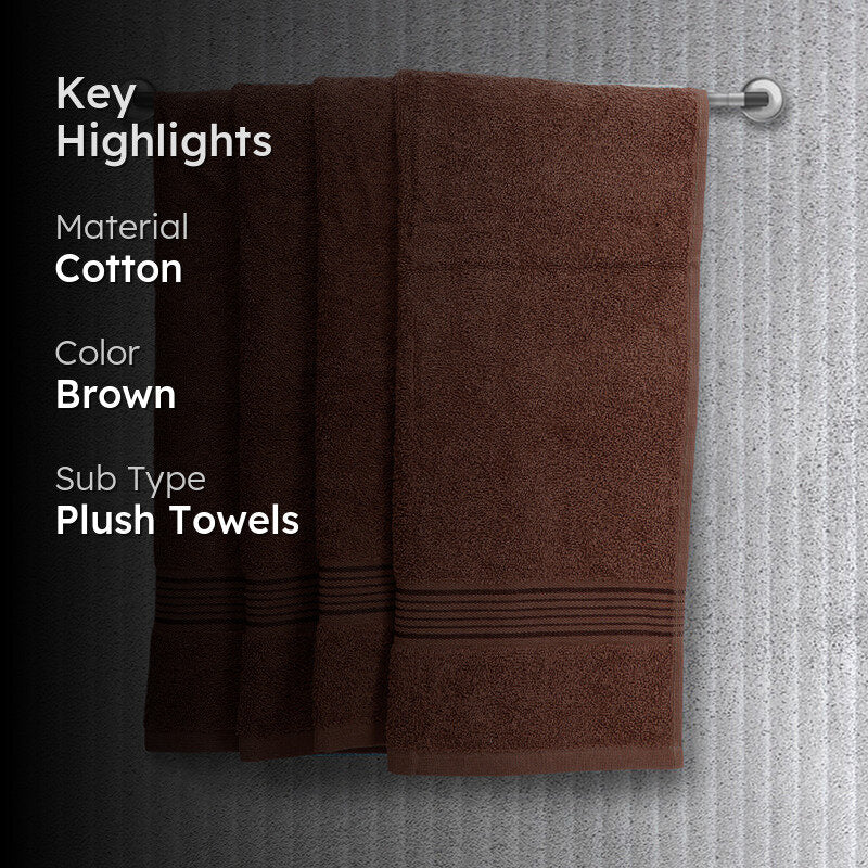 Pluma Cotton Hand & Face Towel (Brown) - Set Of Four media 2