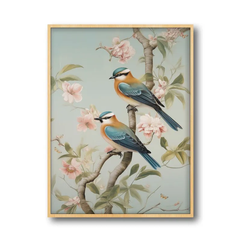 Whimsical Aviary Archival Canvas Wall Art - Natural Brown Frame media 5