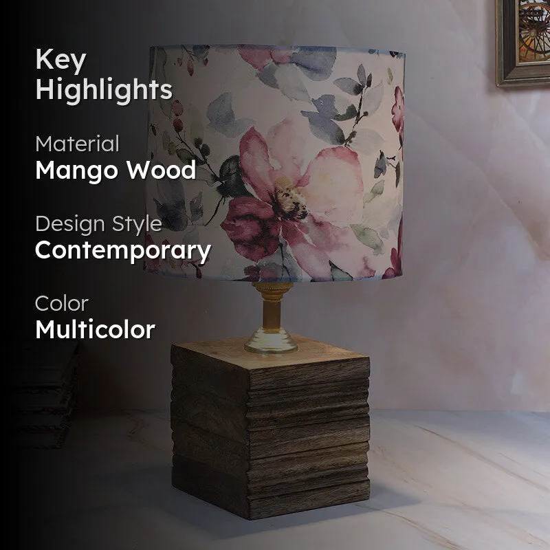 Lumikko Cube Printed Mango Wood Table Lamp - Multicolor media 2