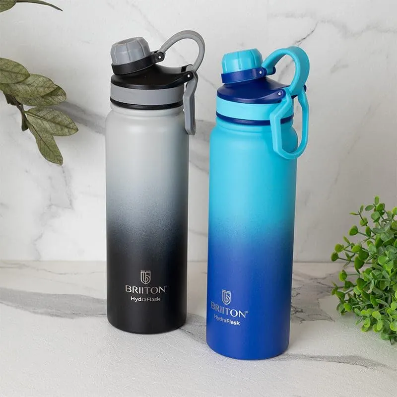 Serene Sip Hot & Cold Thermos Water Bottle (Black & Blue, 800 mL Each) - Set Of Two media 1