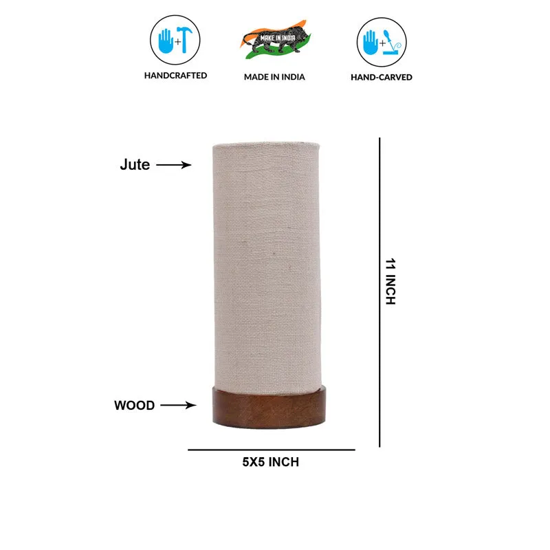 Jaala Tower Wooden Table Lamp With Jute Shade - Grey,Brown media 6