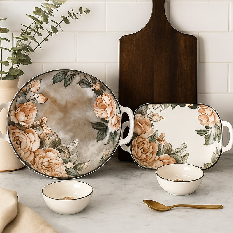 Maduva Floral Porcelain Serving Set - Four Piece Set media 3