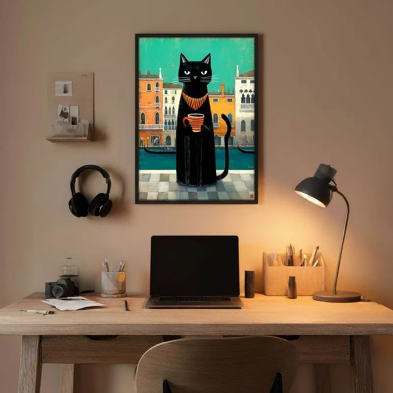 Canal Muse Cat Wall Painting With Frame media 5