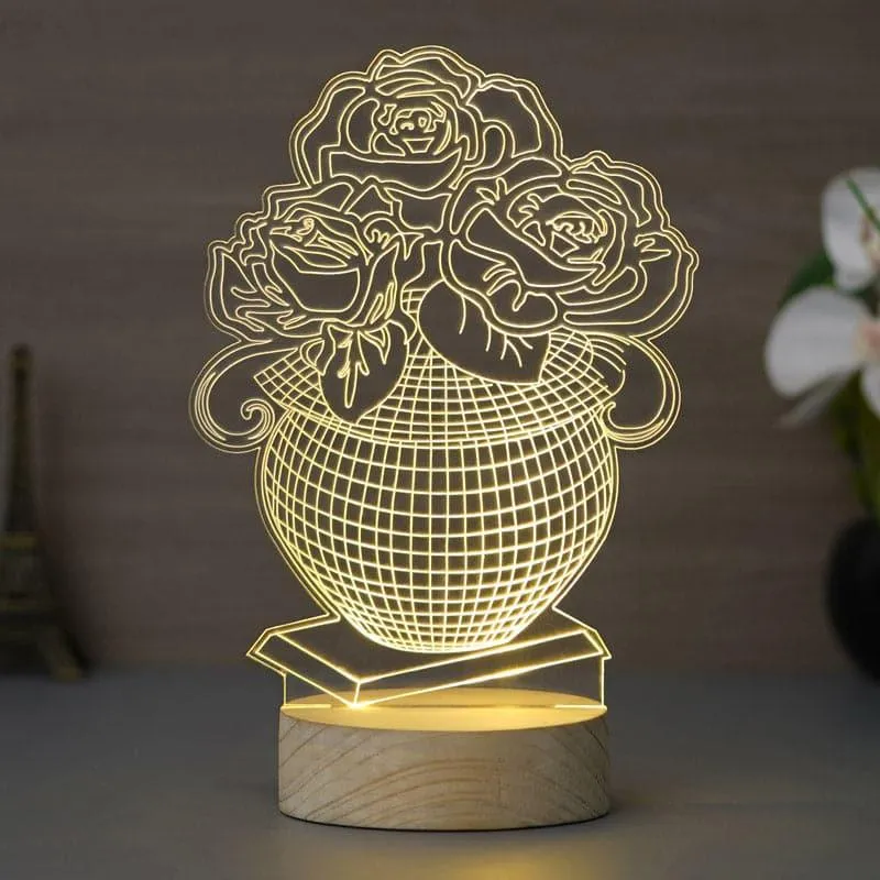 Rose Pot Luminance LED Acrylic Table Lamp - Brown media 1