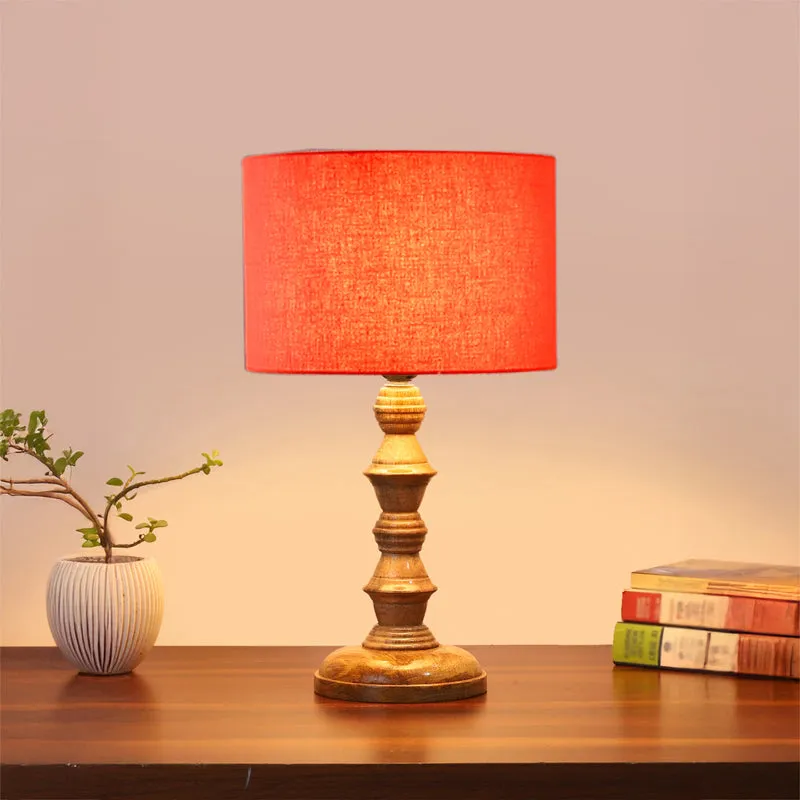 Cotin I Timber Wooden Table Lamp - Orange,Brown media 2