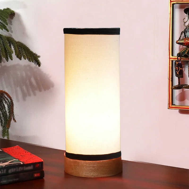 Nyra Tower Wooden Table Lamp - White,Black,Brown media 6