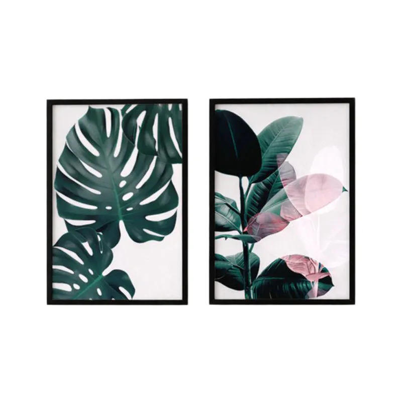Serene Greens Paper Wall Painting With MDF Frame - Set Of Two media 3