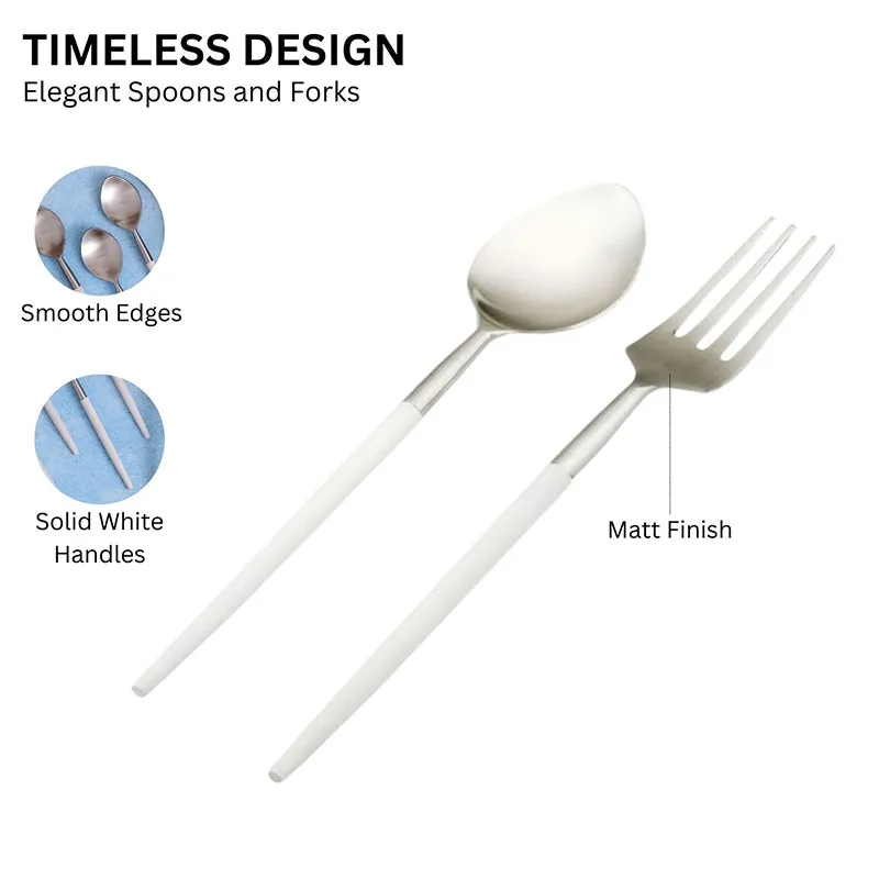 Stirling Stainless Steel Cutlery Set (Silver & White) - Twelve Piece Set media 6