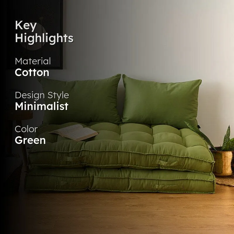 Plushport Solid Cotton Floor Cushion (Light Green) - Set Of Two media 2