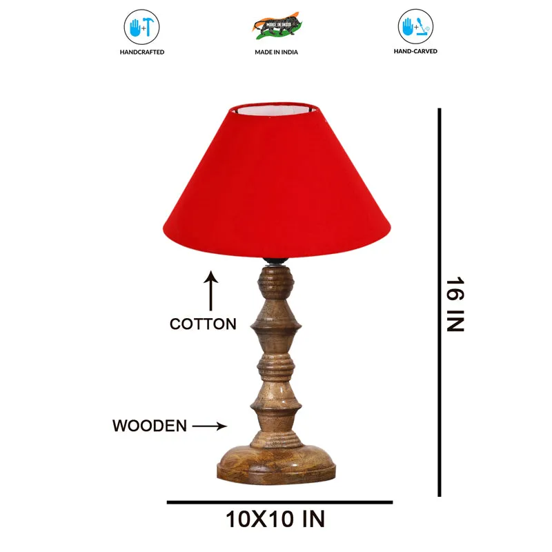 Cotin II Timber Wooden Table Lamp - Red,Brown media 7