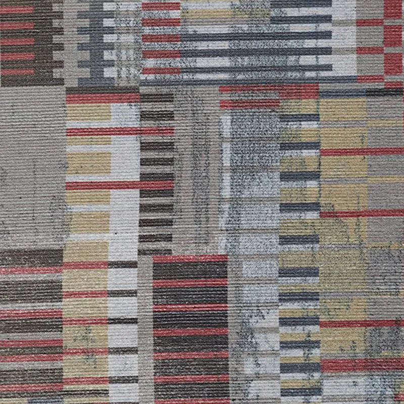 Close-up of the carpet surface with abstract geometric stripes