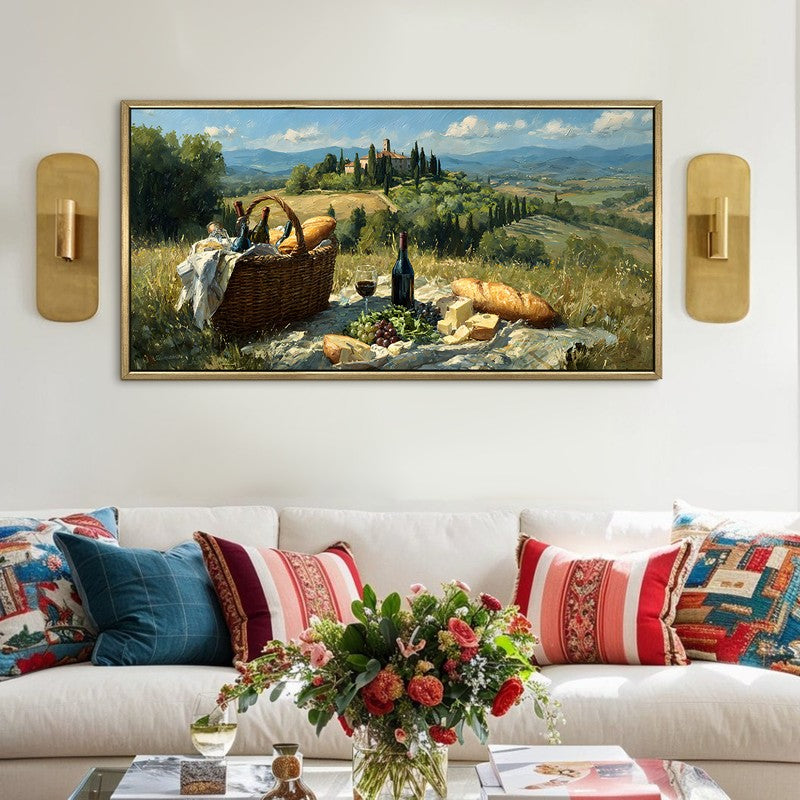 Rustic Picnic Canvas Wall Painting With Frame