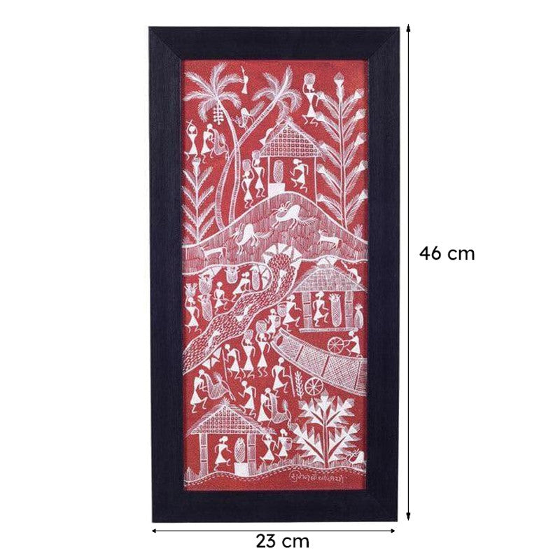 Barasi Warli Canvas Wall Art - Set Of Two media 8