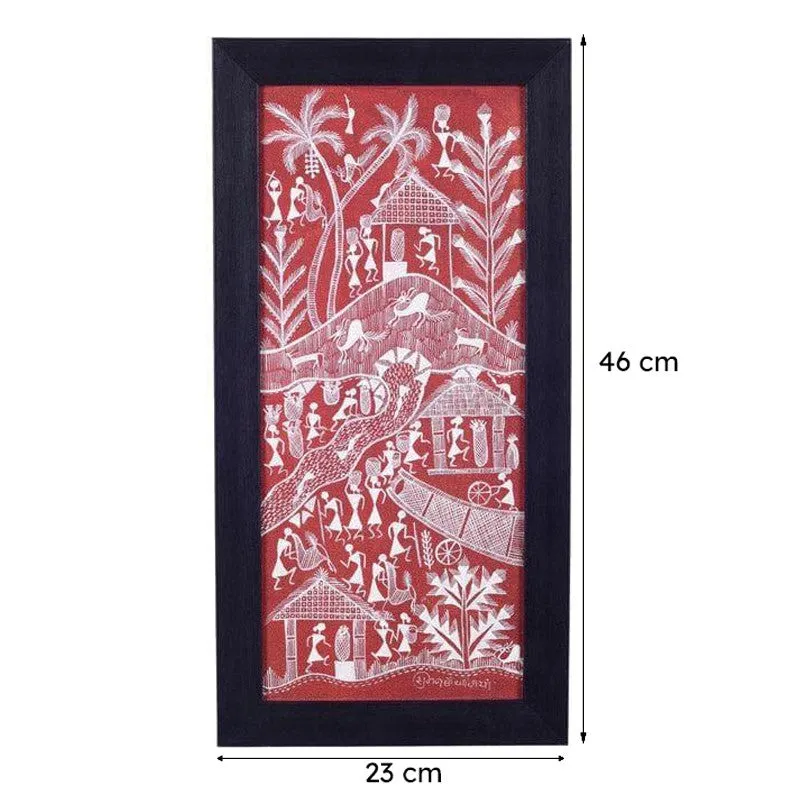 Barasi Warli Canvas Wall Art - Set Of Two media 8