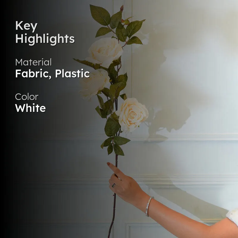 Faux Autumn Rose Flower Stick (White) - 36 CM media 2