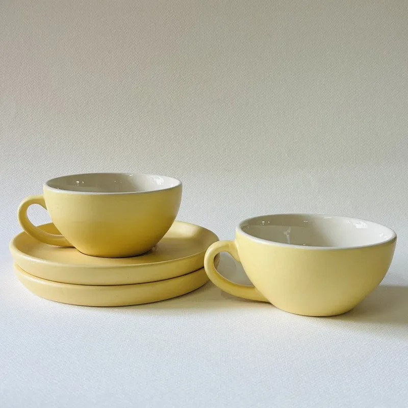 Ceramic Cup & Saucer (Yellow/240 mL Each) - Set of Two media 3