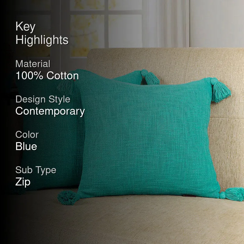 Claira Solid Cushion Cover (Blue) - Set Of Two media 2