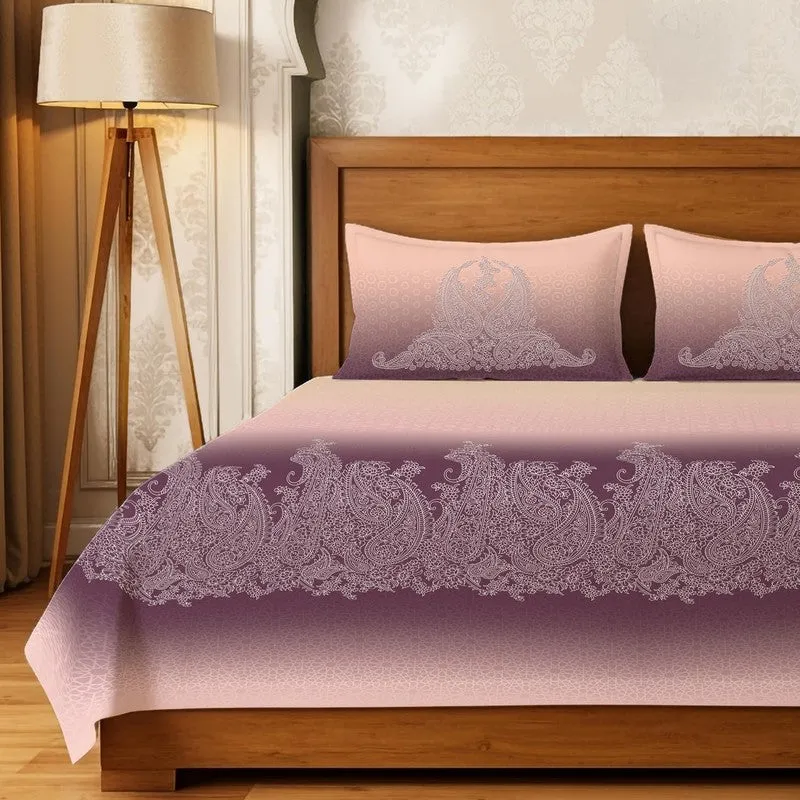 Urban Space Mrinal Calm Fitted Cotton Bedsheet (Purple) - 300 TC media 3