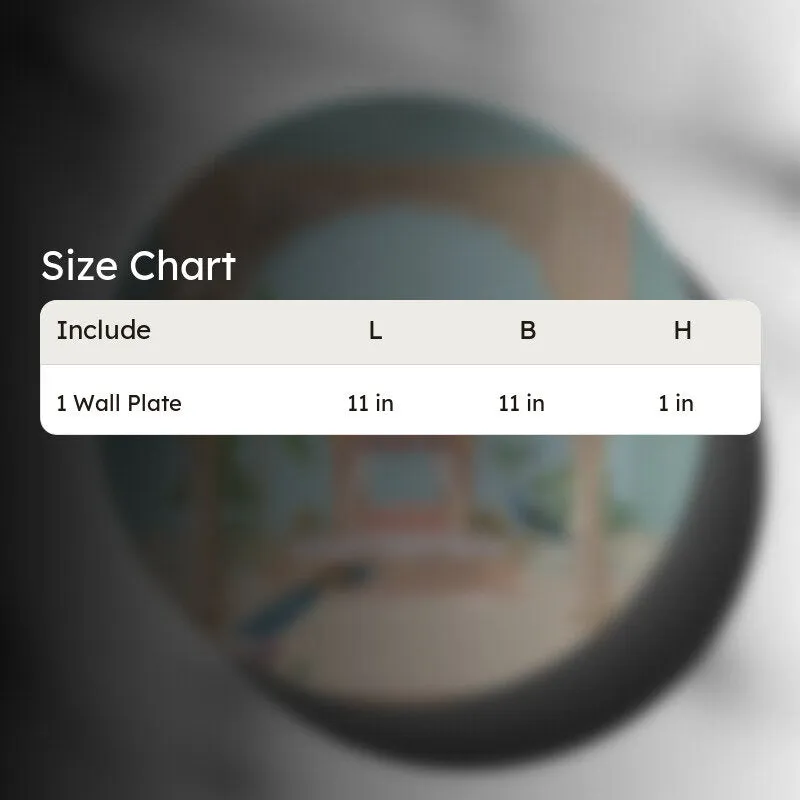 Size chart graphic for the wall plate
