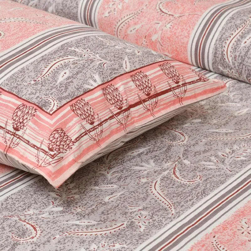 Sumina Printed Cotton Bedsheet (Coral) - 160 TC media 5