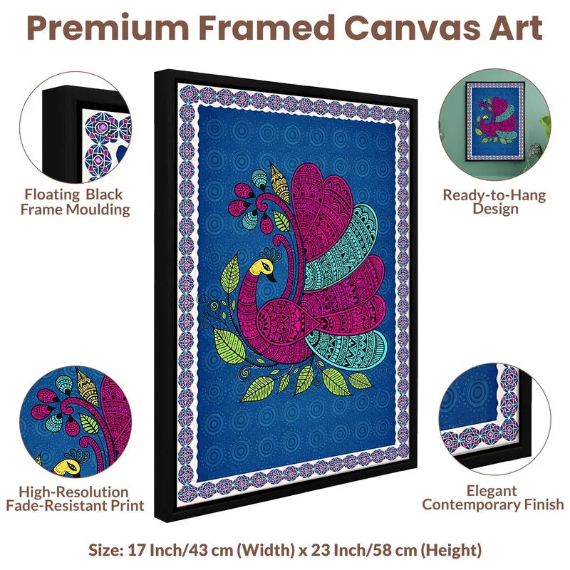Royal Peacock Canvas Wall Painting With Frame media 6