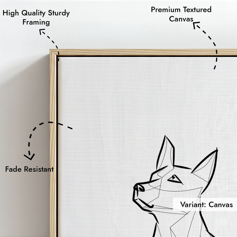 Geometric Dog Archival Canvas Wall Art - Natural Brown Frame media 6
