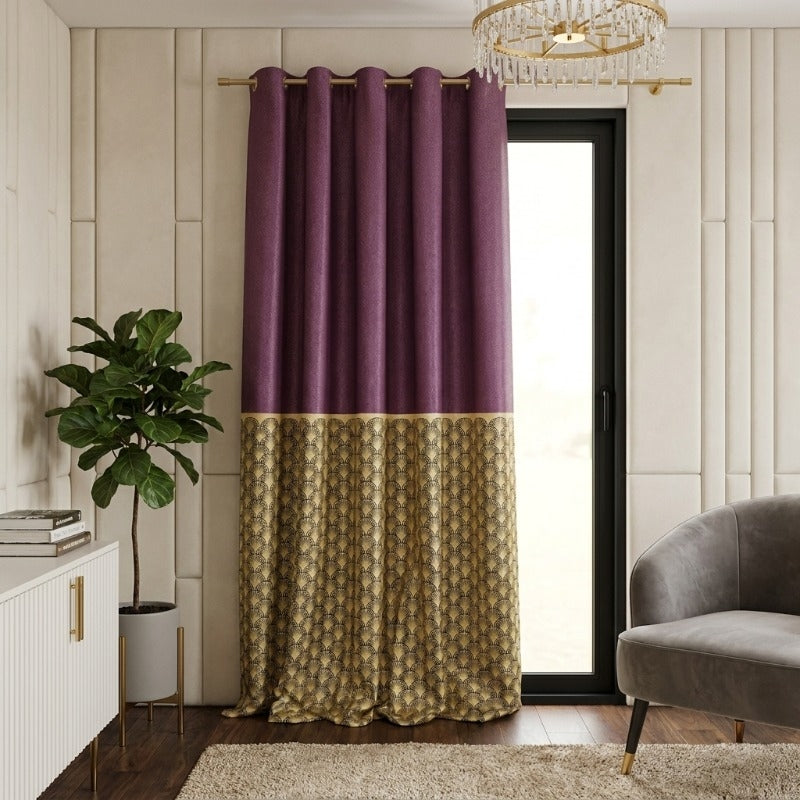 Royal Rouge Satin Curtain With Lining