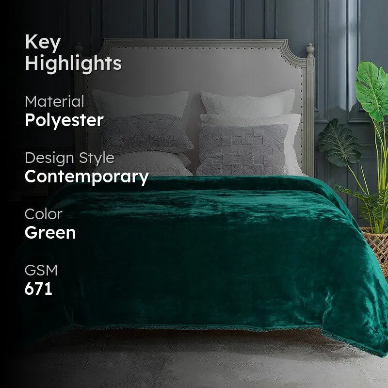 Singu Polyester Solid Blanket - Teal Green media 2