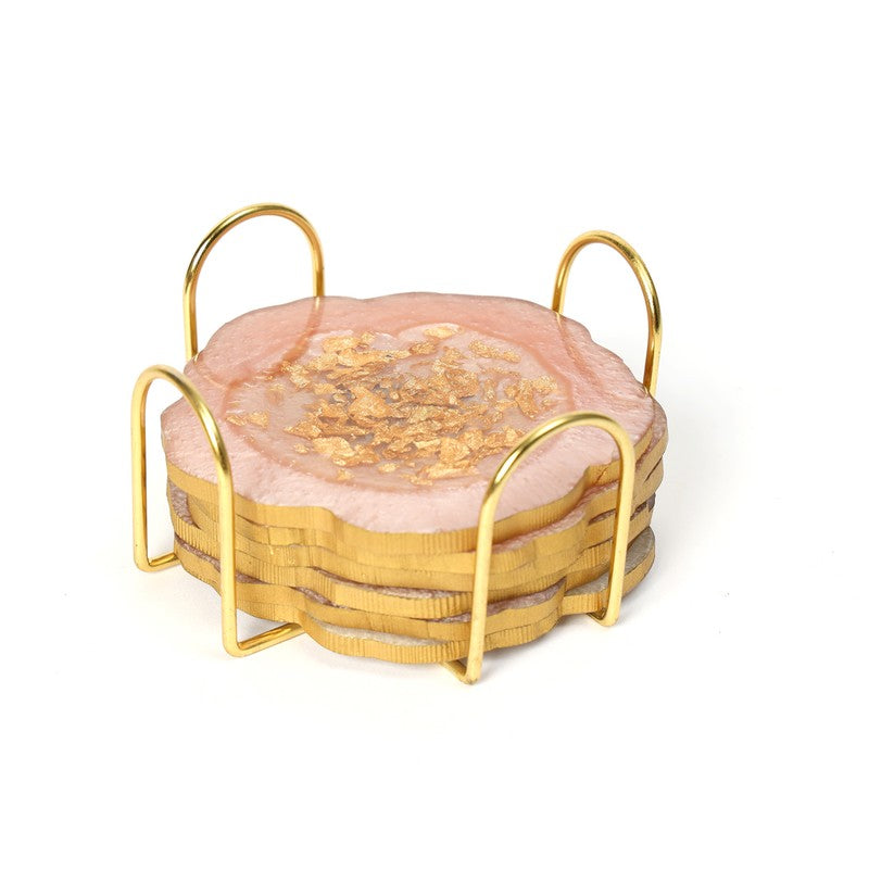 Celeste Crystal Coaster With Stand (Pink) - Seven Piece Set media 5