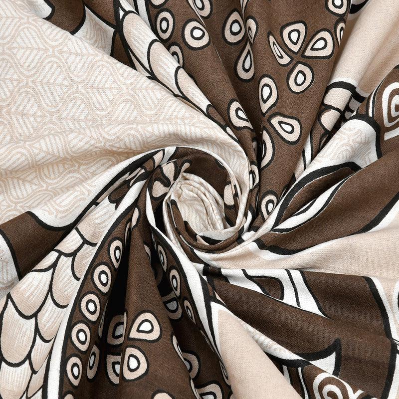 Mayura Ethnic Cotton Bedsheet (White,Brown) - 180 TC media 4